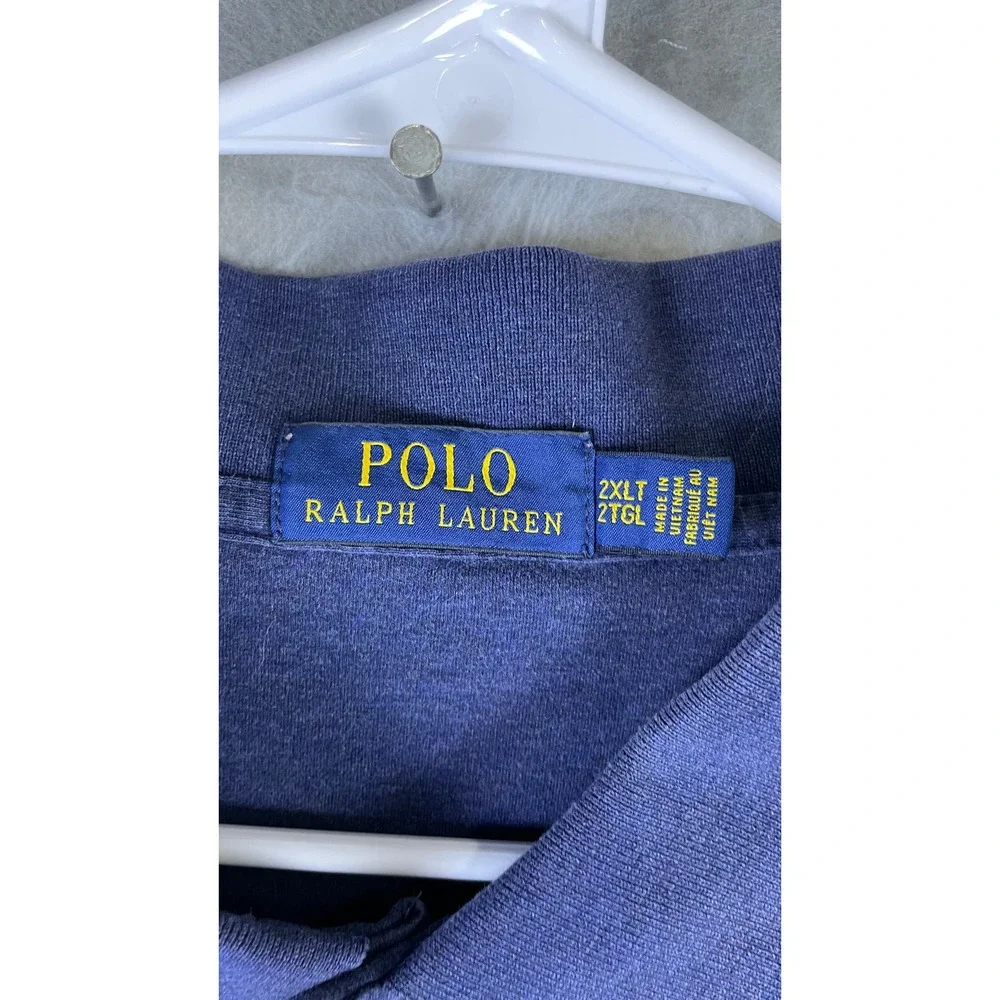 Polo Ralph Lauren Polo Shirt Mens 2XLT Blue Excellent Short Sleeve Heather Pony